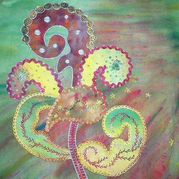 Applikation mit bunten Painters Stoffen